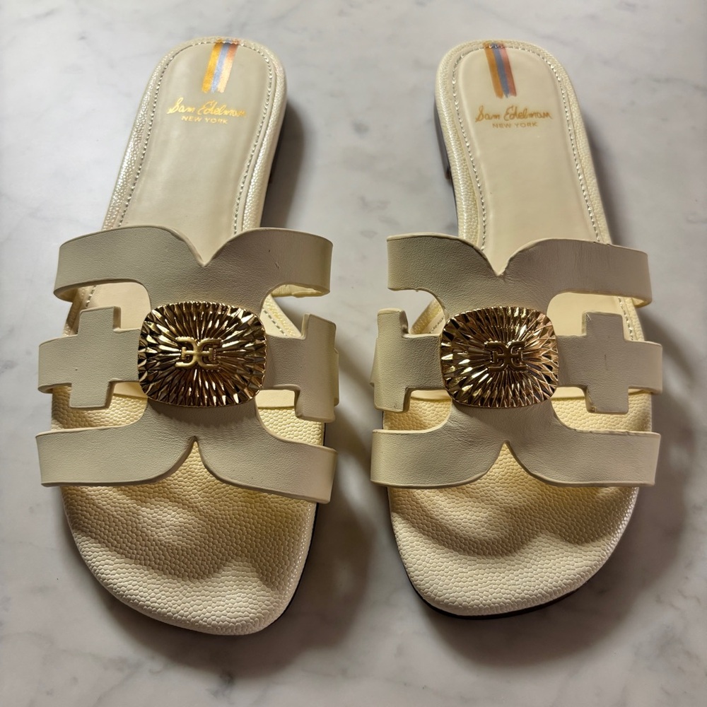 Sam Edelman Sandals Woman’s 6 Bay Radiant Slide Cream Cutout Leather